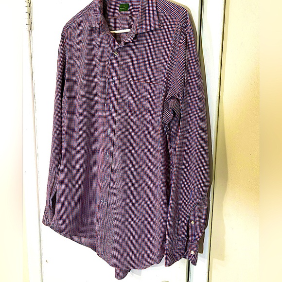 Sid Mashburn Blue/ Red Check Shirt. Wing Collar, 100% Cotton Men’s XL Slim Fit - Picture 2 of 13
